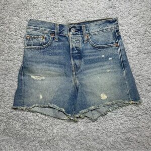 Levi's Shorts Womens 25 Denim Cut Off Wedgie Raw Hem High Button Fly Distressed